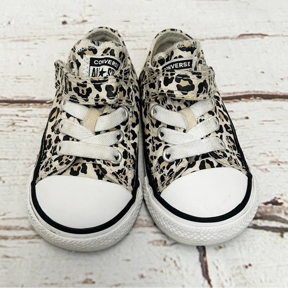 CONVERSE Cheetah Leopard Print Velcro Low Top Shoes Size 4 - Picture 3 of 7